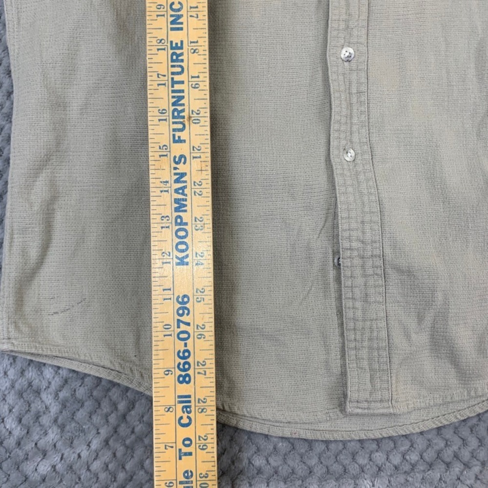 LL Bean Cool Weave Mens Medium Khaki Cotton Long Sleeve Button Down Shirt - Picture 7 of 9
